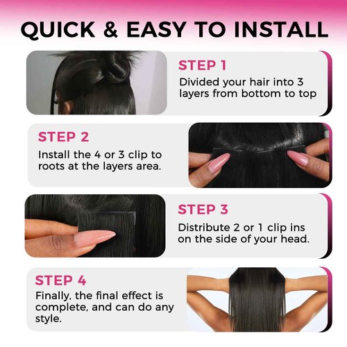 Lashey Invisi Edge Clip in Hair Extensions, 7pcs 110g Silky Straight Seamless Clip in Hair Extensions Human Hair 14 Inch Natural Black Hair with Invisible Soft Weft