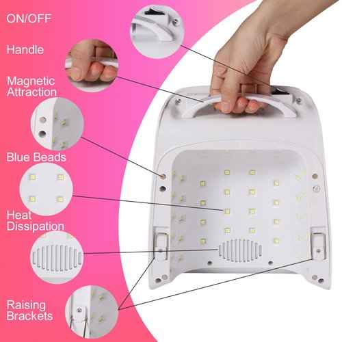 132W Cordless UV Nail Lamp Rechargeable Gel Lamp Professional LED Nail Light Dryer with Removable Stainless Steel Plate 4 Timers Auto Sensor Fast Curing for Home & Salon DIY Manicure