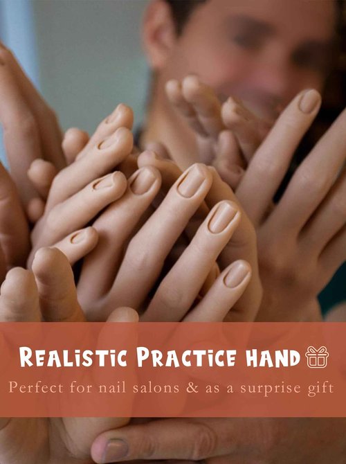 Silicone Practice Hand for Acrylic Nails with Stand Bracket, Flexible Bendable Nail Training Hand Technician Manicure Supply, Reusable Mannequin Hands for Nails Practice(Right Hand,Ivory White)