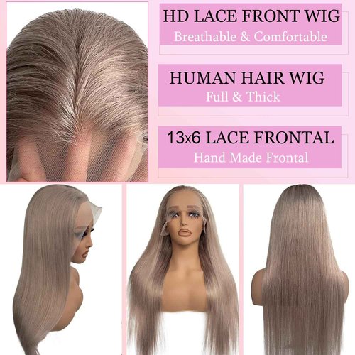 Valiilo Ash Blonde Wig Human Hair 13x6 Lace Front Wig Pre Plucked 22 Inch Glueless Wig Colored Human Hair for Women