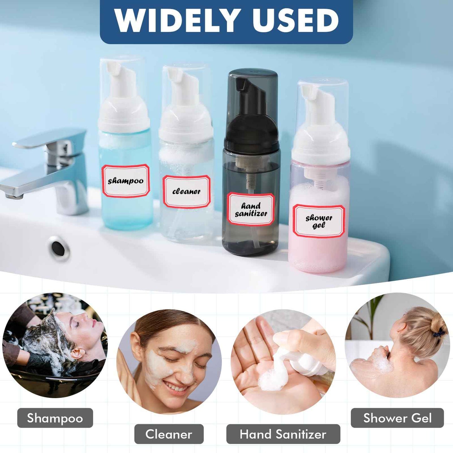 100 Pcs 2 oz Plastic Foam Pump Bottle Refillable 60ml Travel Mousse Foaming Soap Dispenser Mini Eyelash Cleaning Foam Bottle Dispenser for Face Wash Lash Shampoo Skin Care