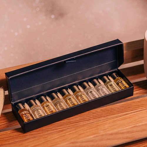 Aromatherapy Associates Essential Oil Blends – Luxury Shower and Body Oils for Dry Skin, Daily Aromatherapy Care for Men & Women, 10-Pack (0.10 fl oz Each) in Decorative Gift Box