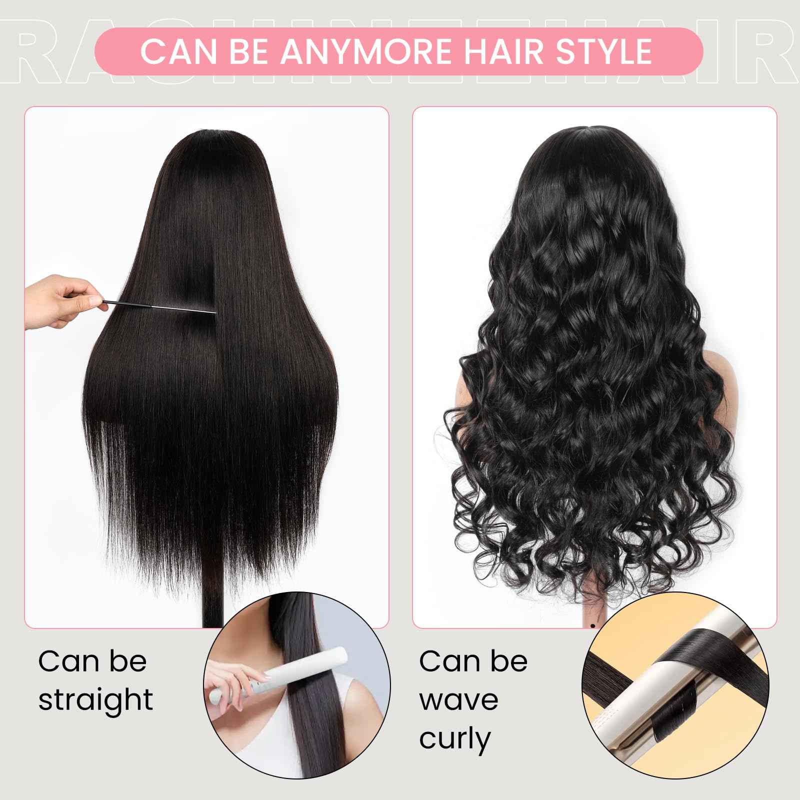 360 Lace Front Wigs Human Hair Body Wave Hidden Strap 360 Glueless Wig Human Hair Full Lace Pre-Bleached Knots Pre-Cut Pre-Plucked HD Lace Natrual Black Color 22 inches