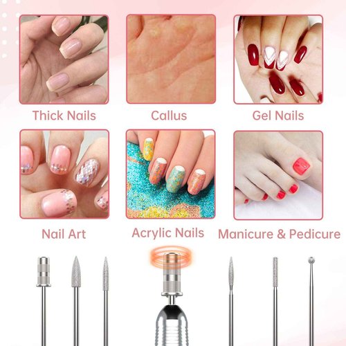 Delanie Professional Portable Electric Nail Drill Machine, 35000 RPM Rechargeable Cordless Nail Filer Electric Nail File Efle for Dip Powder Acrylic Gel Nail, Salon Nail Tool, Rose Gold