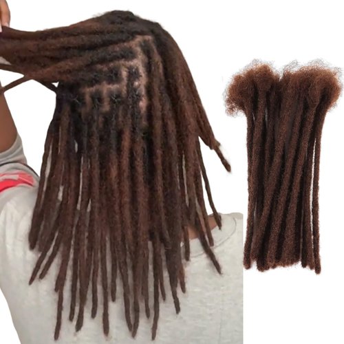 Viovian 0.6cm Dark Brown Dreadlock Extensions Human Hair 8 Inch 60 Strands Natural Soft Loc Extensions Human Hair Dread Extensions for Men Dreads Color 4#