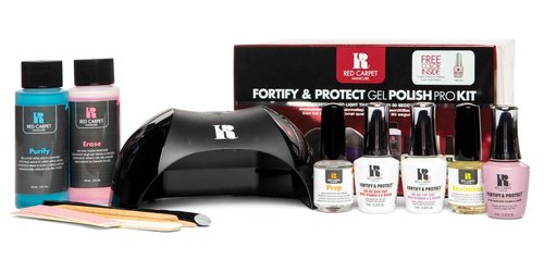 RC Red Carpet Manicure Fortify & Protect - Complete Gel Nail System with LED Light for 21-Day Long-Lasting, Chip-Free Nails, Professional and Easy Application (Fortify & Protect Pro Kit)