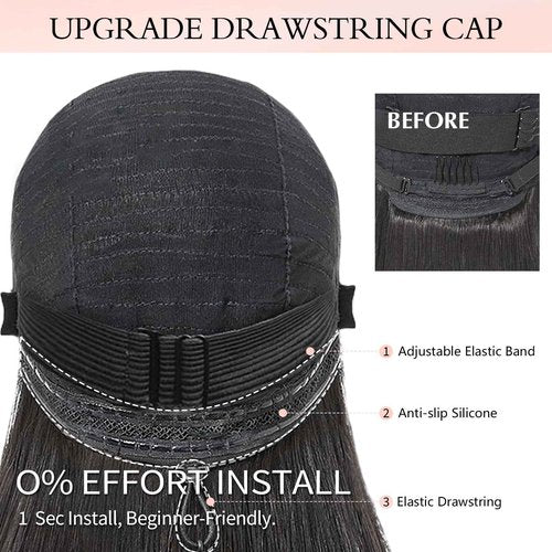 ZHENGON Glueless Wigs Human Hair Pre Plucked Pre Cut 6x4 Straight Lace Front Wigs Human Hair 24 Inch Hd Lace Front Closure Wigs for Women 180% Density Wear and Go Glueless Wig Ready to Wear Black