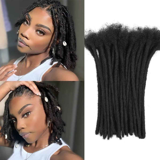 Loc Extension Human Hair 60 Strands 0.8cm Width 8inch 100% Full Handmade Permanent Dreadlock Extension Human Hair for Women/Men Can Be Dyed Bleached Curled (Width 0.8cm Natual Black)
