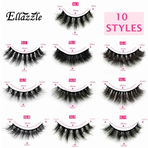 Ellazzle 100 Pairs Faux Mink Eyelashes Wholesale Lashes Pack, Lashes Natural Look 16mm-20mm False Eyelashes Pink