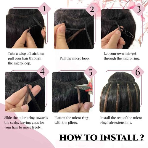 Kpvxxve 24 Inch Human Hair Extensions Micro Beads Hair Extensions Ombre Remy Human Hair Brown with Bleach Blonde Micro Loop Human #4/613 Microbeads Hair 50g 1g/s