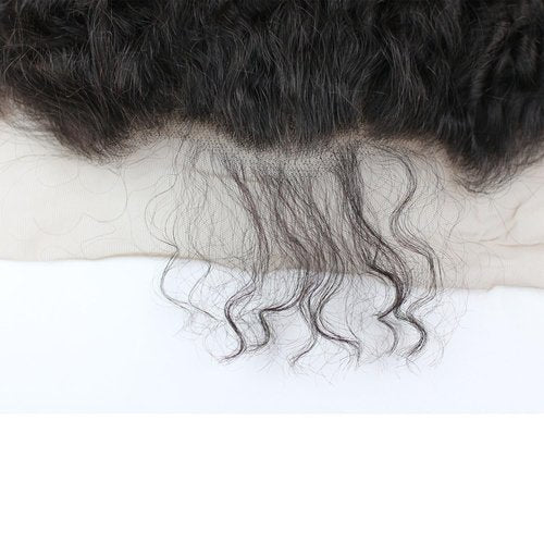 Kikzok Dreambeauty Transparent Lace 13x6" Lace Frontal Closure Kinky Curly Human Hair Pre-Plucked Natural Hairline with Baby Hair Natural Black (16 Inch)