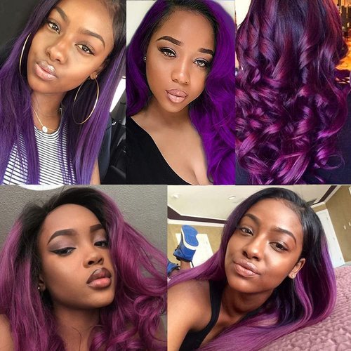 Habiliana Bundles Human Hair 20 22 24 Inch Body Wave T1B Purple Human Hair Bundles 11A Unprocessed Brazilian Virgin Quick Weave Hair Extensions for Black Women