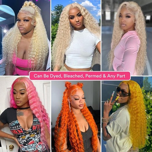 VICYAO 22 Inch 613 Lace Front Wig Human Hair 13x4 Deep Wave Human Hair Wig 200% Density 613 HD Lace Frontal Wig Blonde Lace Front Wigs Human Hair Pre Plucked With Baby Hair For Women