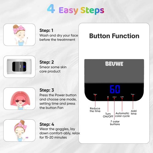 Red-Light-Therapy-for-Face，Led Face Mask Light Therapy Red & Blue Rejuvenation Tool SPA Equipment Led Neck Body Hand Mask for Skincare at Home
