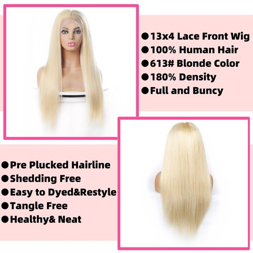 Savasana Blonde Lace Front Wig 13x4 Straight 613 Lace Front Wig Human Hair Glueless Pre Plucked with Baby Hair for Black Women 24 Inch