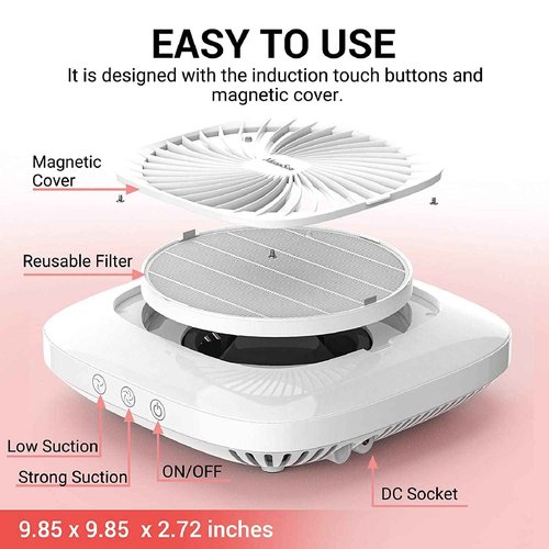 MelodySusie Nail Dust Collector with Reusable Filter with 21pcs Nail Drill Bit Set