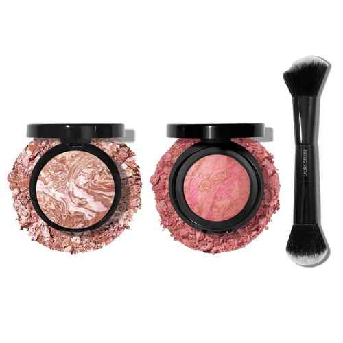 Baked Bronze-N-Brighten, Fair + Blush-n-Brighten, Pink Buttercream + Dual-Ended Blush & Bronzer Brush