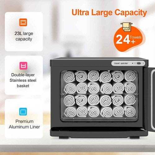 StateRiver Towel Warmer Cabinet, 23L Large Hot Bath Towel Warmer Heating Use for Facial Spa, Hair Beauty, Salon Equipment and Home- Black