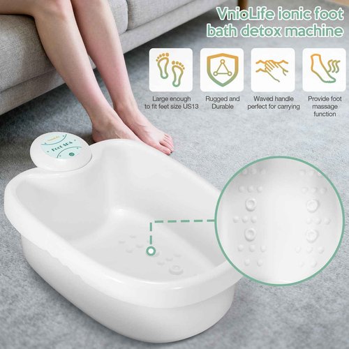 VnioLife Ionic Foot Bath Detox Machine with Bag, Portable Foot Detox Machine, Ionic Foot Spa Ion Cleanse for Home Beauty Salon Spa with Arrays, 100 Liners