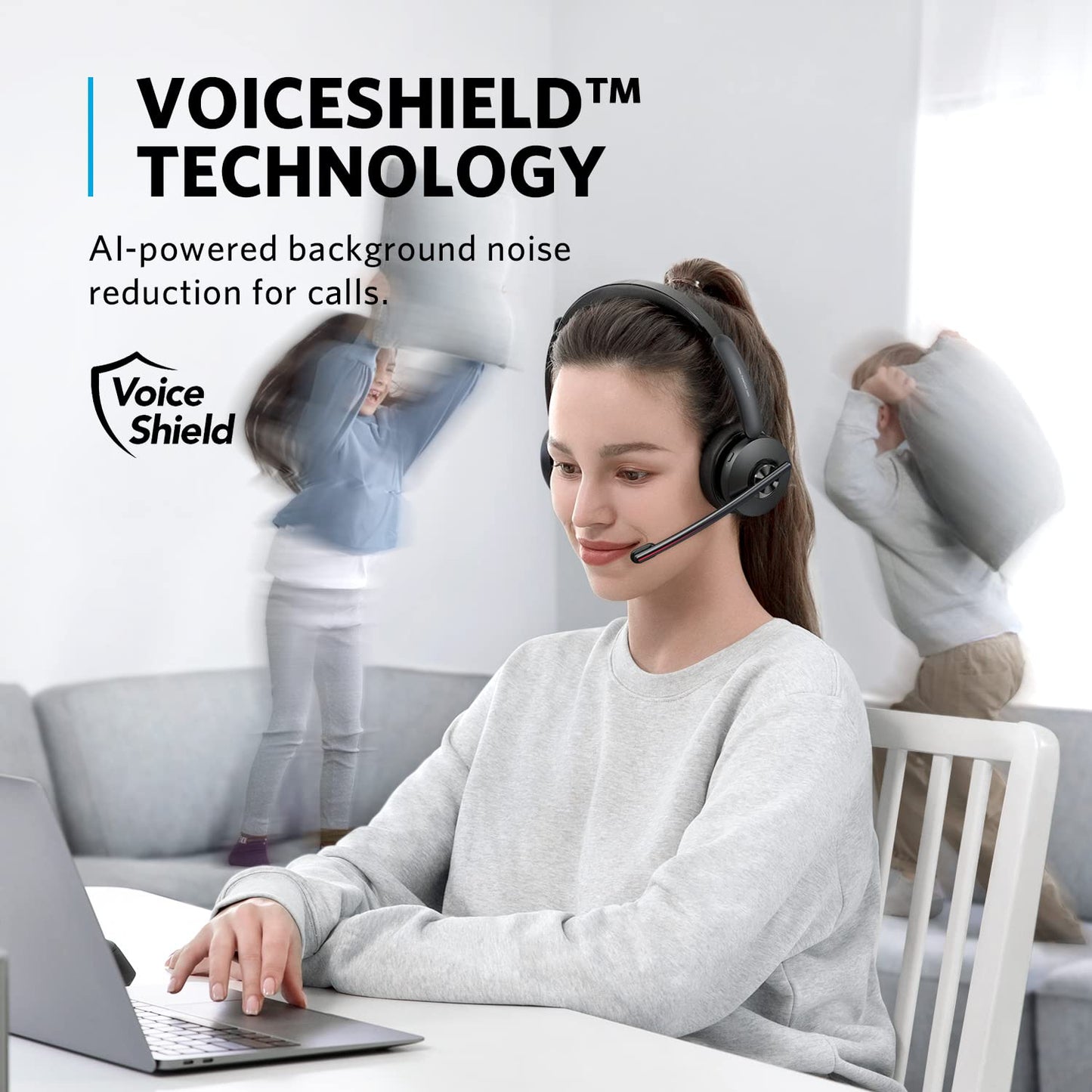 Anker PowerConf H500, Bluetooth Dual-Ear Headset with Microphone, Audio Recording and Meeting Transcription, AI-Enhanced Calls (Headset)