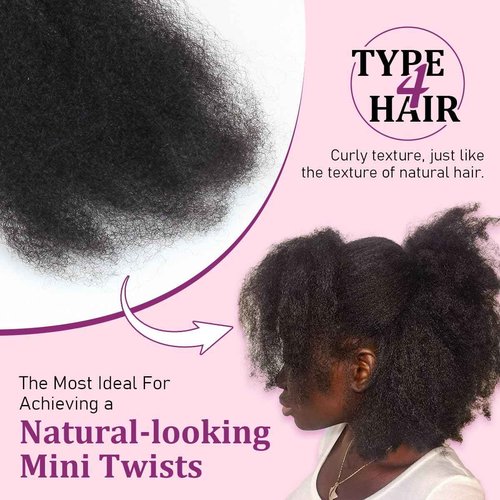 Sangtok Afro Kinky-Curly Human Hair Bulk for Twists, 18 Inch 50g Bulk Hair for Dreadlock Extensions Repair Locs Braiding, 100% 4C Human Bundles Hair(Black)