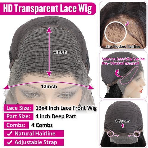 Pizazz Straight Bob Wig Human Hair 13x4 HD Transparent Lace Front Wigs Human Hair with Baby Hair 180 Density Glueless Wigs Human Hair Pre Plucked 10 inch