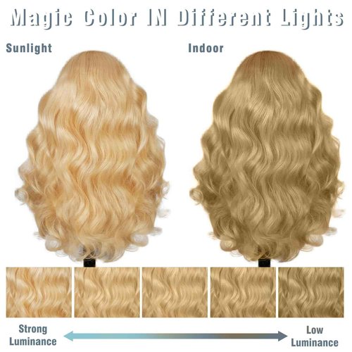 AHUFALU Honey Blonde Lace Front Wig Human Hair 13x4 Hd Lace Frontal Wigs 150% Density Honey Blonde Wig Human Hair 27# Colored Body Wave Wigs Pre Plucked 26Inch