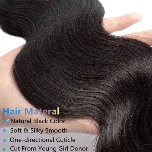 Superfect Human Hair Bundles 20 22 24 Inch Body Wave Bundles Human Hair 12A 100% Unprocessed Brazilian Virgin Hair Weave 3 Bundle Natural Black Color (20 22 24 Body Wave)