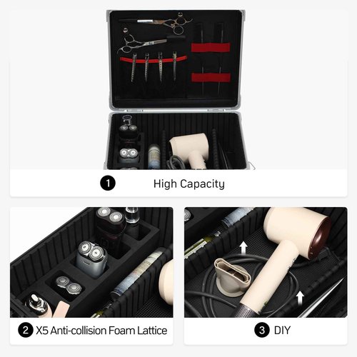 CHUANGJIN Large Barber Carrying Case, Hairdresser Tool Box Organizer Traveling Case, Portable Travel Barber Suitcase for Hair Stylist Pet Groomer Beauty Salon Makeup Artist