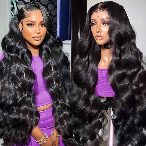 Dochuman 30inch Body Wave Lace Front Wigs Human Hair 13x6 Hd Lace Frontal Wigs Human Hair Pre Plucked Wig For Women Natural Black Wig 180 Density