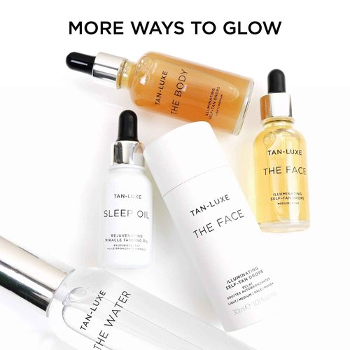 TAN-LUXE Glow Kit - Medium/Dark Face & Body Illuminating Self Tan Drops - Self Tanner Drops for Customizable Glow - Add to Your Existing Skincare - 1 The Face 30ml Bottle, 1 The Body 50ml Bottle