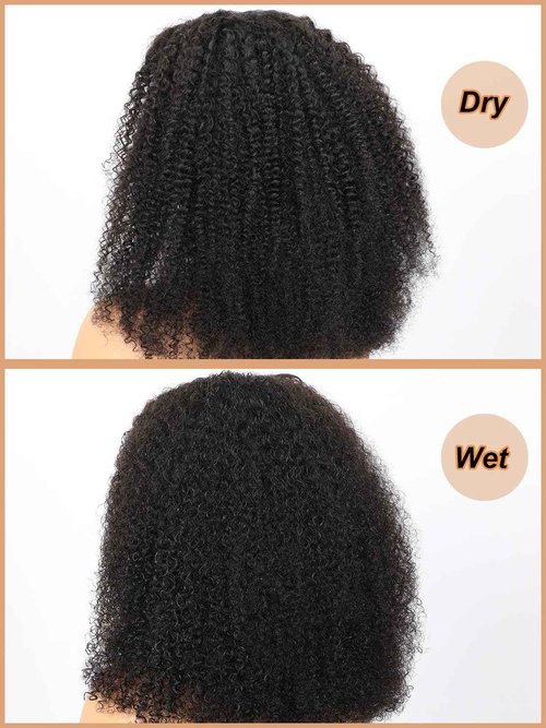 Domiso Afro Kinky Curly Wig Human Hair 8x5 M-Cap Max Part Knots Bleached Glueless Wigs Human Hair Plucked Pre Cut Lace Wig Big Fluffy Curl 16 Inch