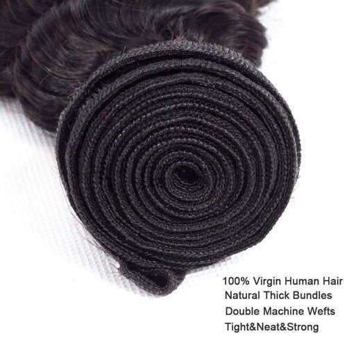 Deep Wave Human Hair Bundles 18 20 22 Inch 12A Brazilia Human Hair Bundles Wet and Wavy Curly Bundles Human Hair Extensions for Women Natural Color