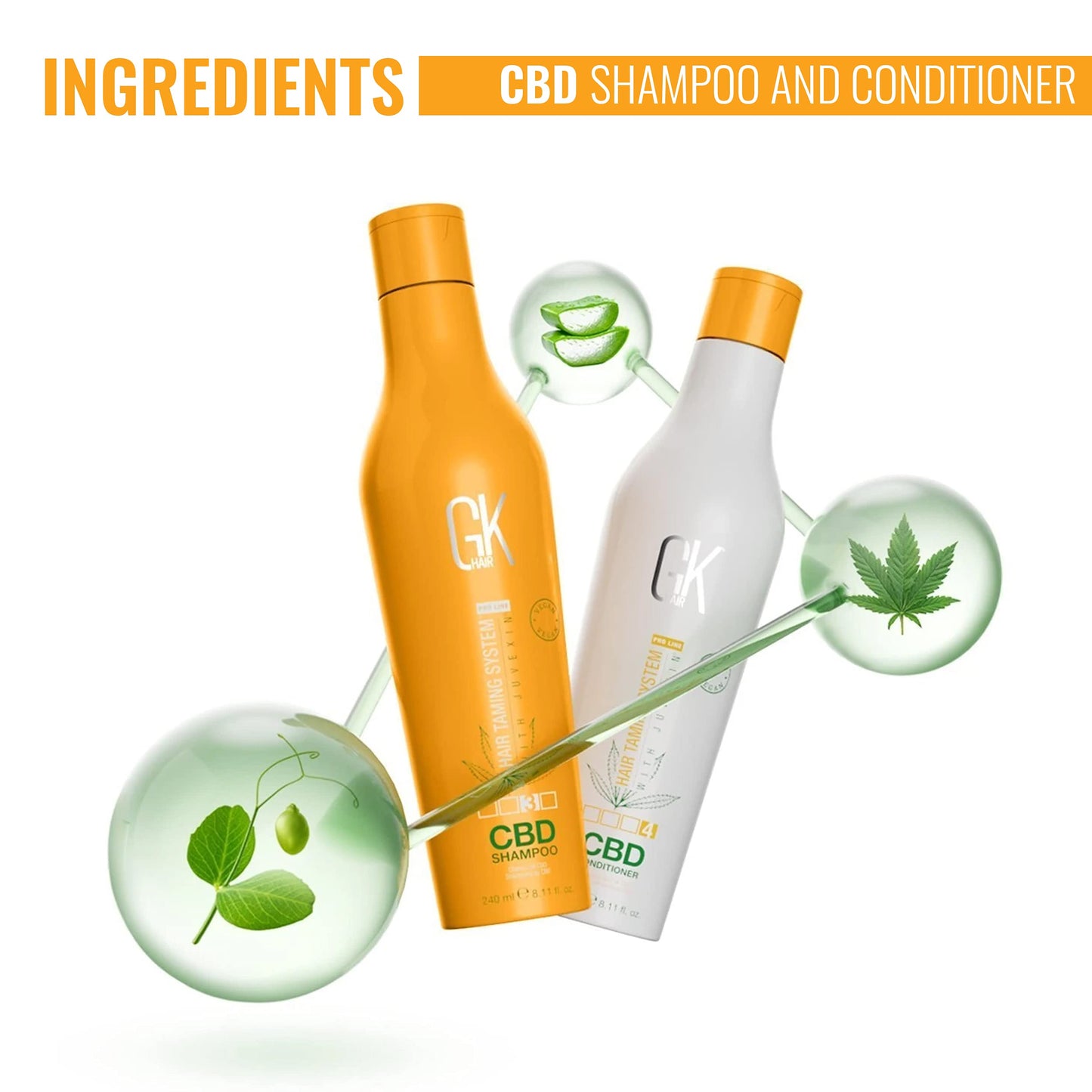 GK HAIR Hemp Shampoo and Conditioner Sets Hydrating Strengthening Color Treated Damaged Repair Provides Nourishing & Shine Natural Organic Vegan Sulfate Paraben Free (Duo)