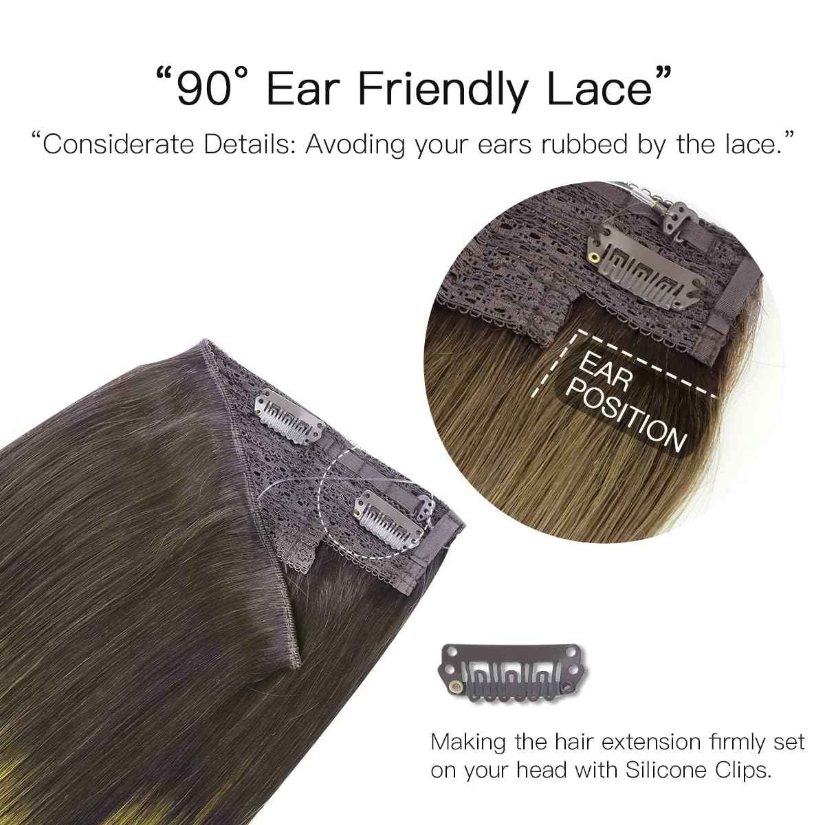 HOTBANANA Wire Hair Extensions, 20 inch 110g Walnut Brown to Ash Brown and Bleach Blonde Fish Line Real Human Hair Straight Invisible Remy Hair Extensions