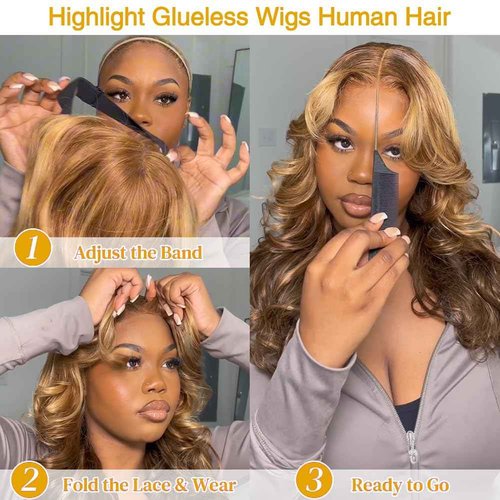 Durya Honey Blonde Ombre Lace Front Wig Human Hair Highlight Body Wave Lace Front Wigs Human Hair Pre Plucked Glueless 5x5 HD Lace Closure Wig for Women 4/27 Colored 250 Density 32 Inch