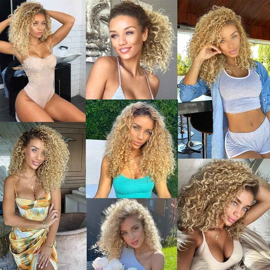 Giginger P27/613 Blonde Jerry Curly Human Hair Bundles 22 24 26 Inch Highlight Honey Blonde Jerry Curly Bundles 100% Unprocessed Raw Quick Weave Hair for Black Women