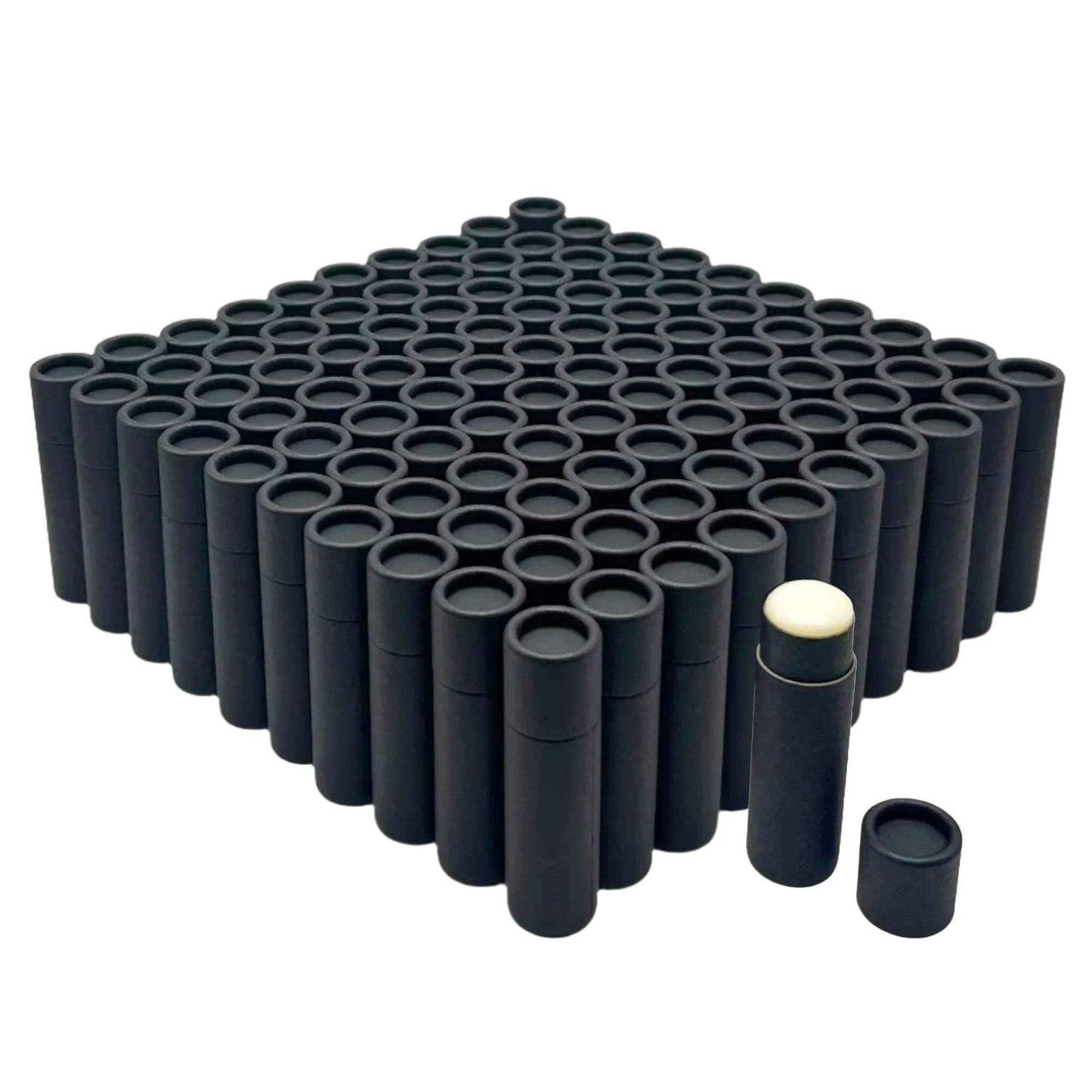 GreenWay 0.3oz / 8.5g Kraft Paperboard Lip Balm Tubes with Lids - 100 Pack Lip Gloss Tubes Refillable DIY Cosmetic Containers - Lip Balm Containers Chapstick Tubes Empty Holder Tubes - Black