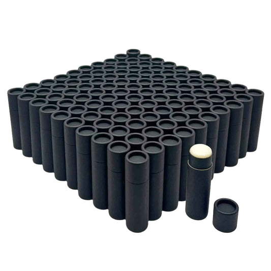 GreenWay 0.3oz / 8.5g Kraft Paperboard Lip Balm Tubes with Lids - 100 Pack Lip Gloss Tubes Refillable DIY Cosmetic Containers - Lip Balm Containers Chapstick Tubes Empty Holder Tubes - Black