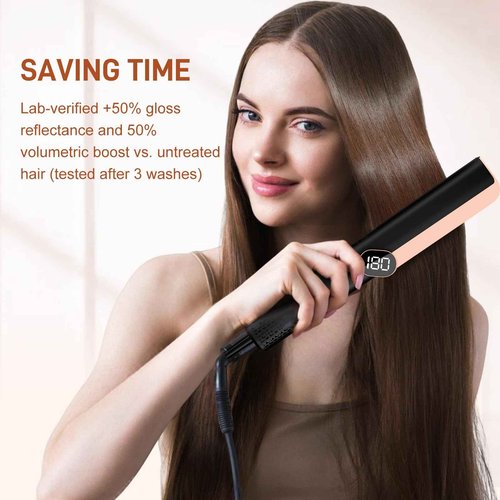 Prostyle 2-in-1 Hot Air Straightening Brush - Fast Wet-to-Dry Styler, 320°F Adjustable LCD + Auto Off & Ionic Protection for Smooth Frizz-Free Hair (Matte Black)