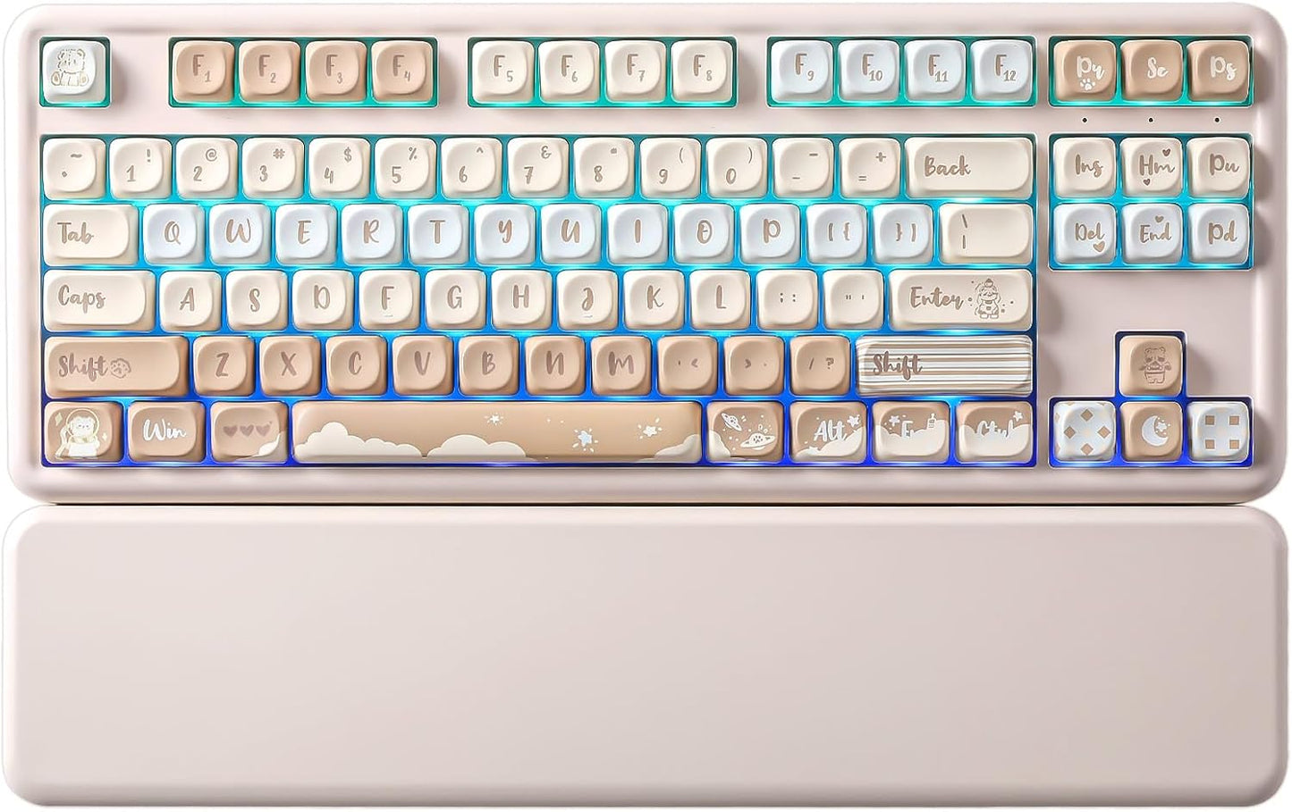 YUNZII B87 Wireless Mechanical Keyboard,QMK/VIA Programmable,TKL Layout 87 Keys,BT/2.4G/USB-C,Hot Swap Gasket Mount RGB Backlit Gaming with Wrist Rest for Win/Mac(Purple, Cocoa Cream V2)