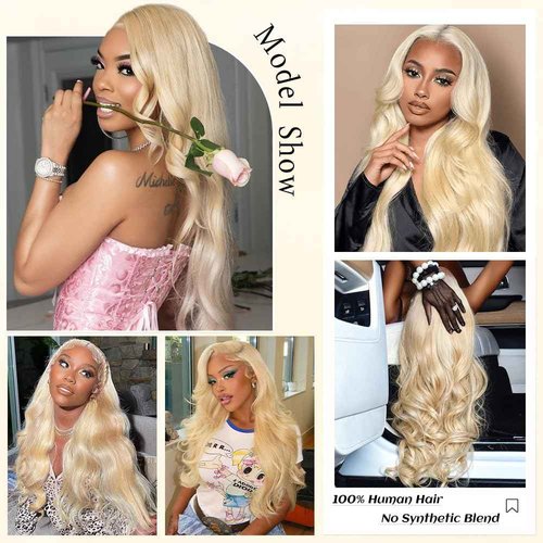 Femca 613 13x6 Lace Front Wig Human Hair 200 Density Blonde Wig Human Hair HD Lace Frontal Wig Pre Plucked 100% Real Human Hair Easily Stained 24 Inch
