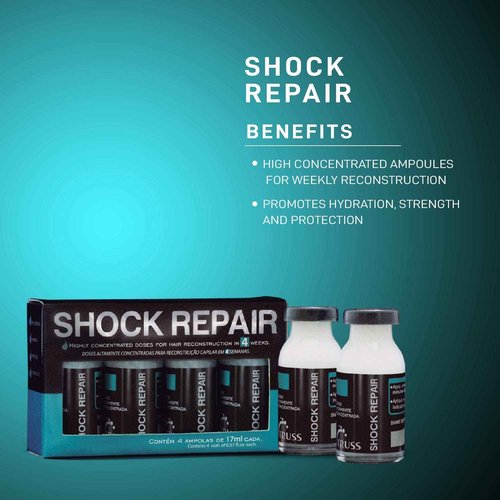 TRUSS Shock Repair Hair Treatment 4 Week Supply Bundle with Ultra Hydration Plus Shampoo for Dry Hair