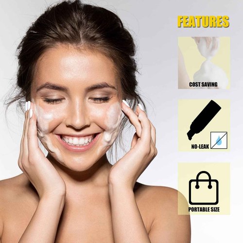 Lil Ray 100PCS White Foam Bottle with Gold Pump, Empty Travel Foaming Dispensers for Hand Soap,Lash Shampoo(2 Oz)