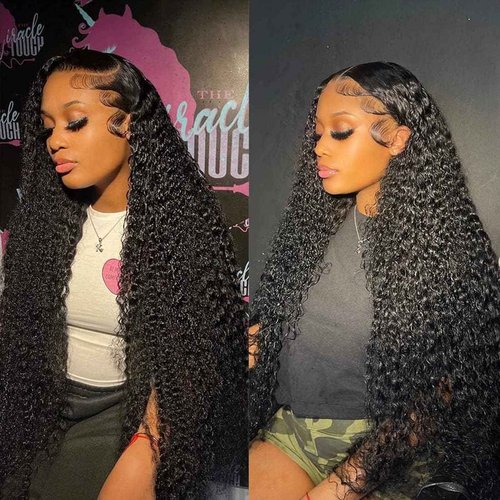 UTracycoy 30 Inch Lace Front Wig Human Hair Pre Plucked 180 Density 13x4 HD Transparent Deep Wave Lace Frontal Wigs for Black Women Deep Curly Human Hair Lace Front Wigs (30 Inch)