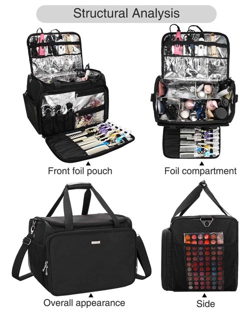 MONSTINA Large Capacity Makeup Case 3 Layers Cosmetic Organizer Brush Bag and Professional Hairdressing Bag, Toiletry Travel Bag, Cosmetics Beauty Hairdresser Bag with Shoulder Strap