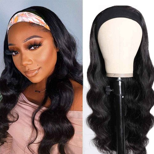 feibin Headband Wig Human Hair Wigs for Black Women Human Hair Headband Wig Body Wave 26 Inch Wear and Go Wigs Glueless Human Hair Wig Machine Made None Lace Front Wig Natural Color 150% Density