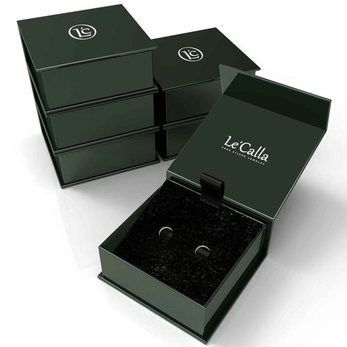 LeCalla 925 Sterling Silver Men's Square Geometric Style Cufflinks Marriage Wedding Gifts for Dad Father Groom Husband Friends