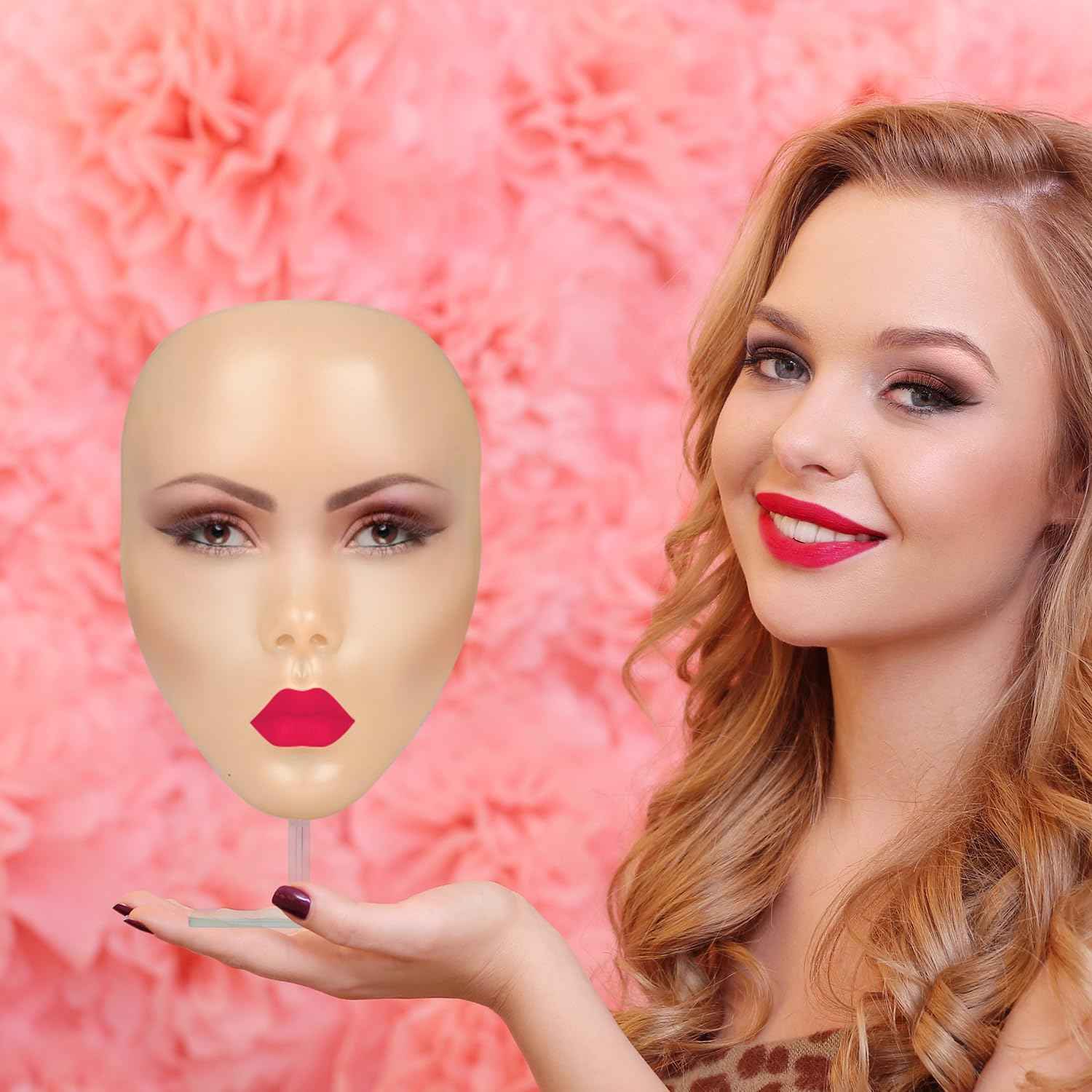 Glinexa 5D Makeup Practice Face – Reusable Silicone Mannequin Head with Wigs and Complete Makeup Kit, Perfect for Beginner Training and Beauty School