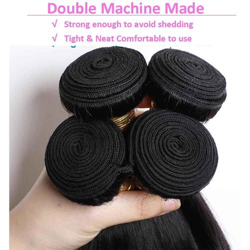 MsSunlight Human Hair Bundles 18 20 22 24 Inch 12A Body Wave Bundles Human Hair 100% Unprocessed Brazilian Virgin Hair 4 Bundles Human Hair Body Wave Human Hair Extensions Natural Black